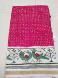 Rani Pink Bandhani Peacock Border Saree