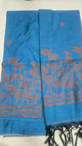 Sky Blue Jamdani Saree with Lotus Woven Design