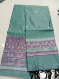 Mint Green Jamdani with Purple Designer Border - Dress Material