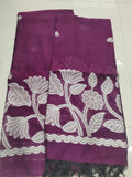 Wine Purple Jamdani with Floral Woven Design  - Dress Material