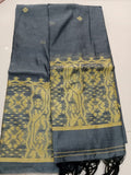 Steel Grey Jamdani Saree with Woven Border