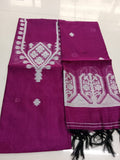Magenta Jamdani Saree with Traditional White Woven Motifs