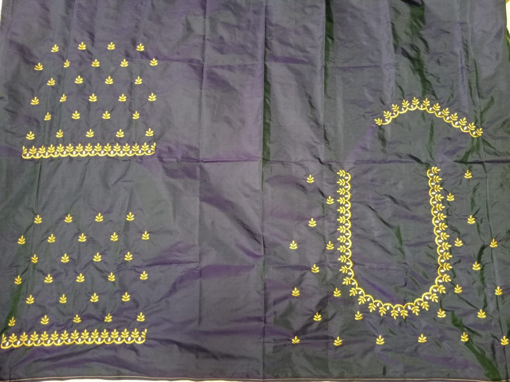 Midnight Black Embroidery Blouse Fabric – Designer Half Pattu Material (1.25 Meter)