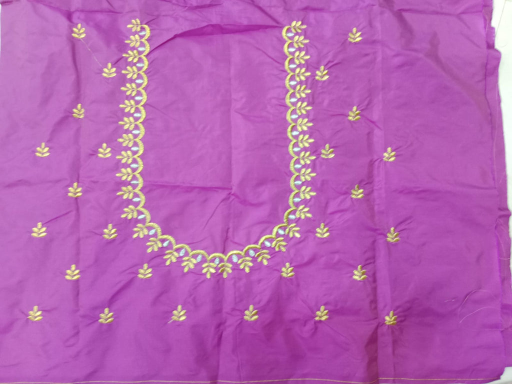 Designer Embroidery Blouse Fabric – Magenta Purple Half Pattu Material (1.25 Meter)