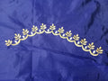 Peacock Blue Embroidery Blouse Fabric – Designer Half Pattu Material (1.25 Meter)