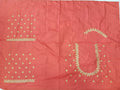 Coral Red Embroidery Blouse Fabric – Designer Half Pattu Material (1.25 Meter)