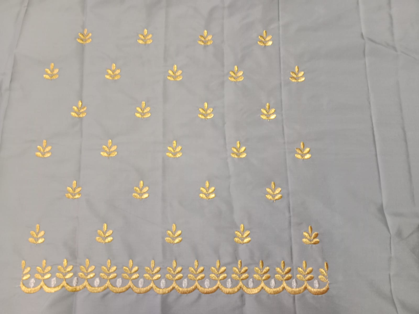 Steel Grey Embroidery Blouse Fabric – Designer Half Pattu Material (1.25 Meter)