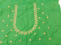Designer Embroidery Blouse Fabric – Green Half Pattu Material (1.25 Meter)