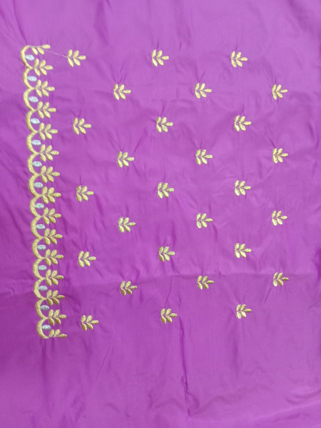 Designer Embroidery Blouse Fabric – Magenta Purple Half Pattu Material (1.25 Meter)