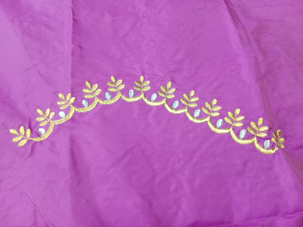 Designer Embroidery Blouse Fabric – Magenta Purple Half Pattu Material (1.25 Meter)
