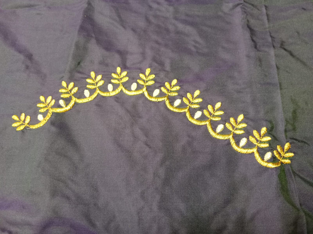 Midnight Black Embroidery Blouse Fabric – Designer Half Pattu Material (1.25 Meter)