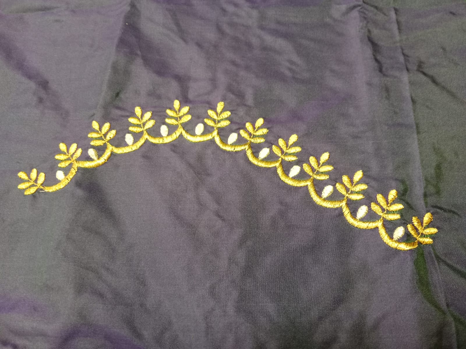 Midnight Black Embroidery Blouse Fabric – Designer Half Pattu Material (1.25 Meter)