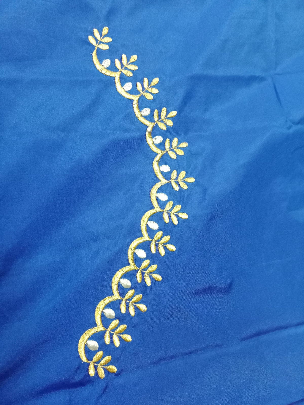 Royal Blue Embroidery Blouse Fabric – Designer Half Pattu Material (1.25 Meter)