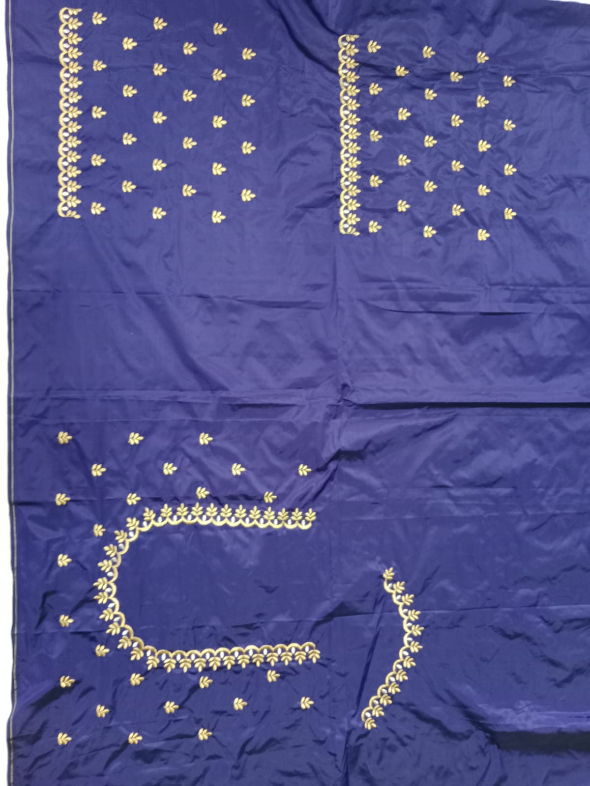 Peacock Blue Embroidery Blouse Fabric – Designer Half Pattu Material (1.25 Meter)