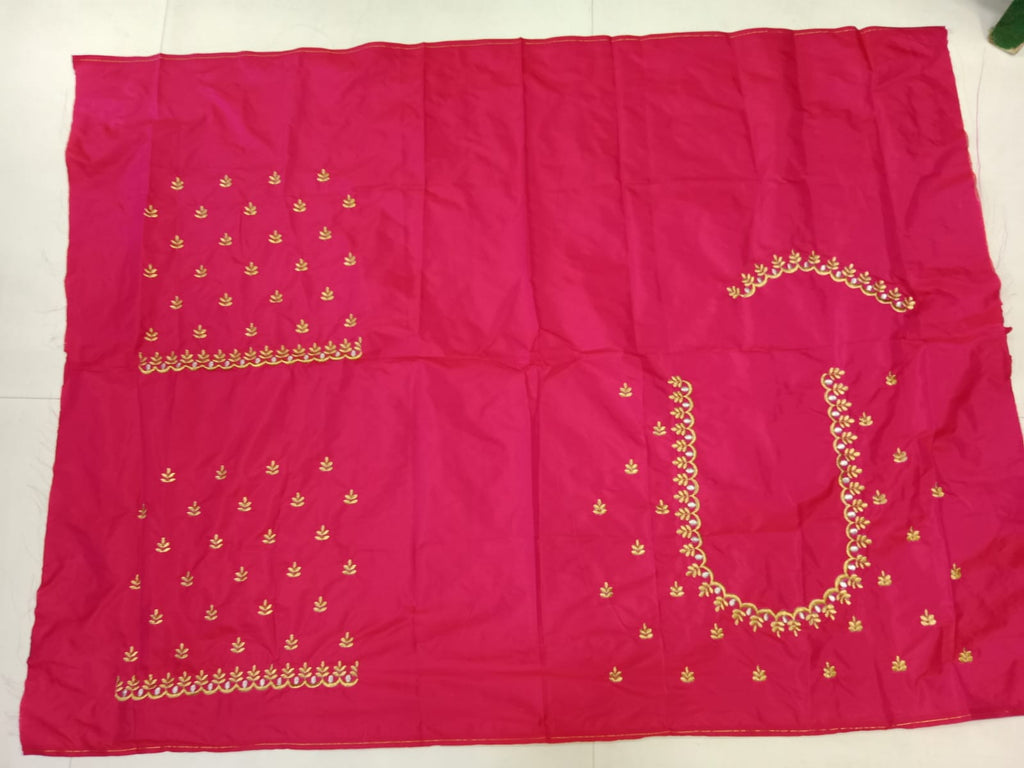 Hot Pink Embroidery Blouse Fabric – Designer Half Pattu Material (1.25 Meter)