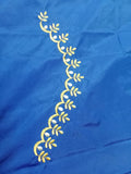 Royal Blue Embroidery Blouse Fabric – Designer Half Pattu Blouse Material (1.25 Meter)