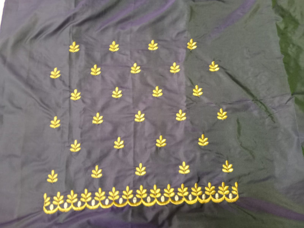 Midnight Black Embroidery Blouse Fabric – Designer Half Pattu Material (1.25 Meter)