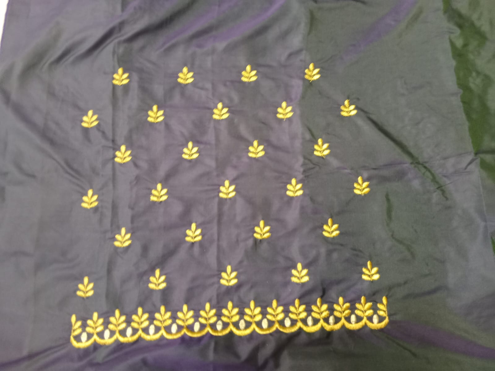 Midnight Black Embroidery Blouse Fabric – Designer Half Pattu Material (1.25 Meter)