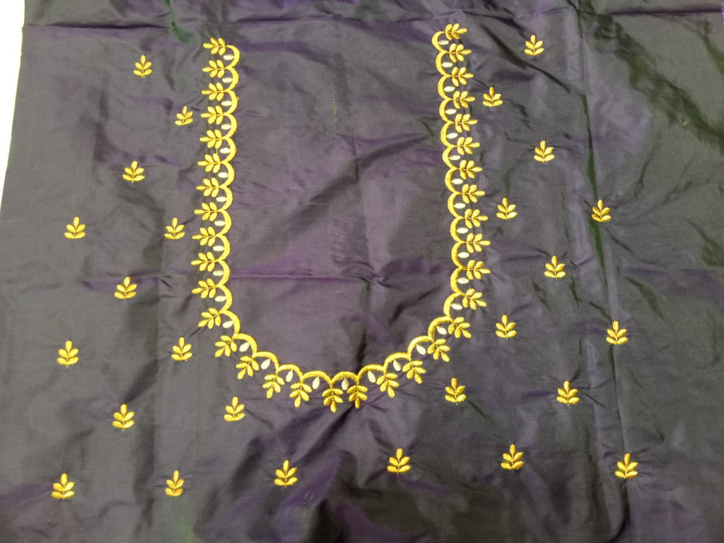 Midnight Black Embroidery Blouse Fabric – Designer Half Pattu Material (1.25 Meter)