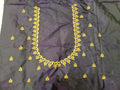 Midnight Black Embroidery Blouse Fabric – Designer Half Pattu Material (1.25 Meter)