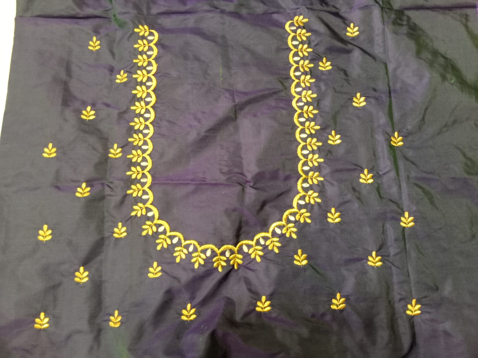 Midnight Black Embroidery Blouse Fabric – Designer Half Pattu Material (1.25 Meter)