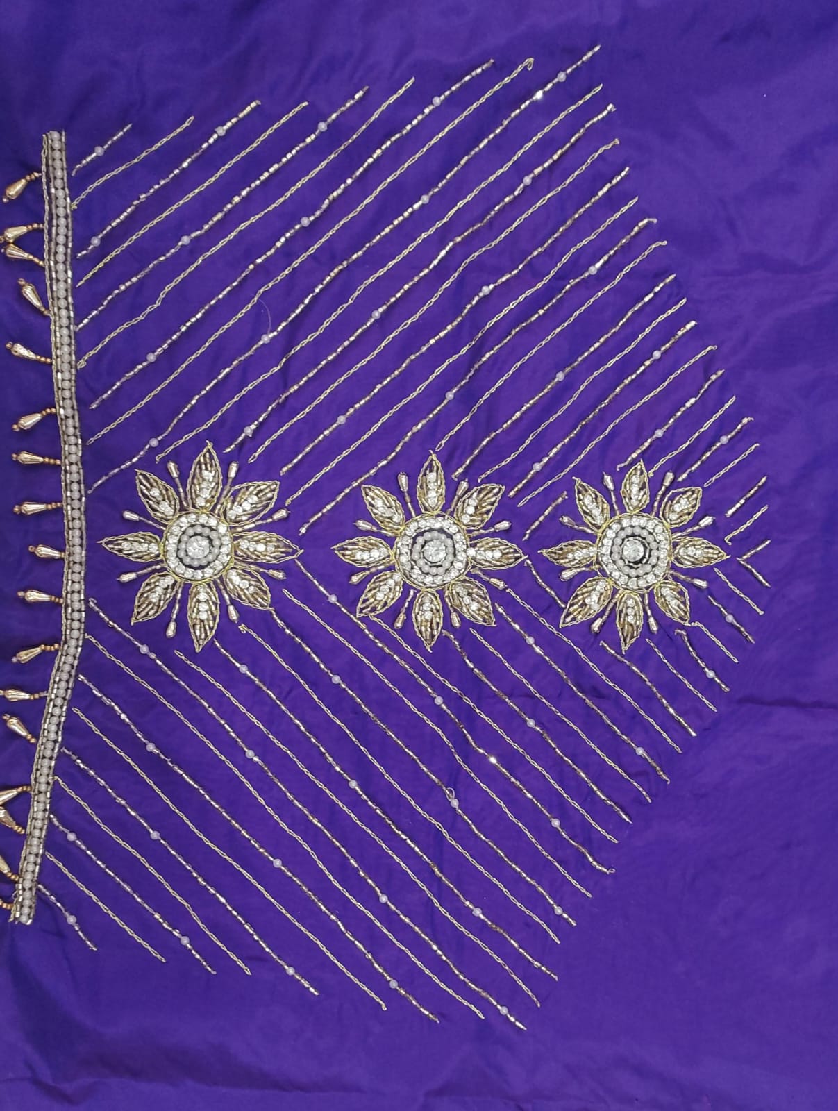 Elegant  Maggam Work Blouse Material with Handcrafted  Embroidery