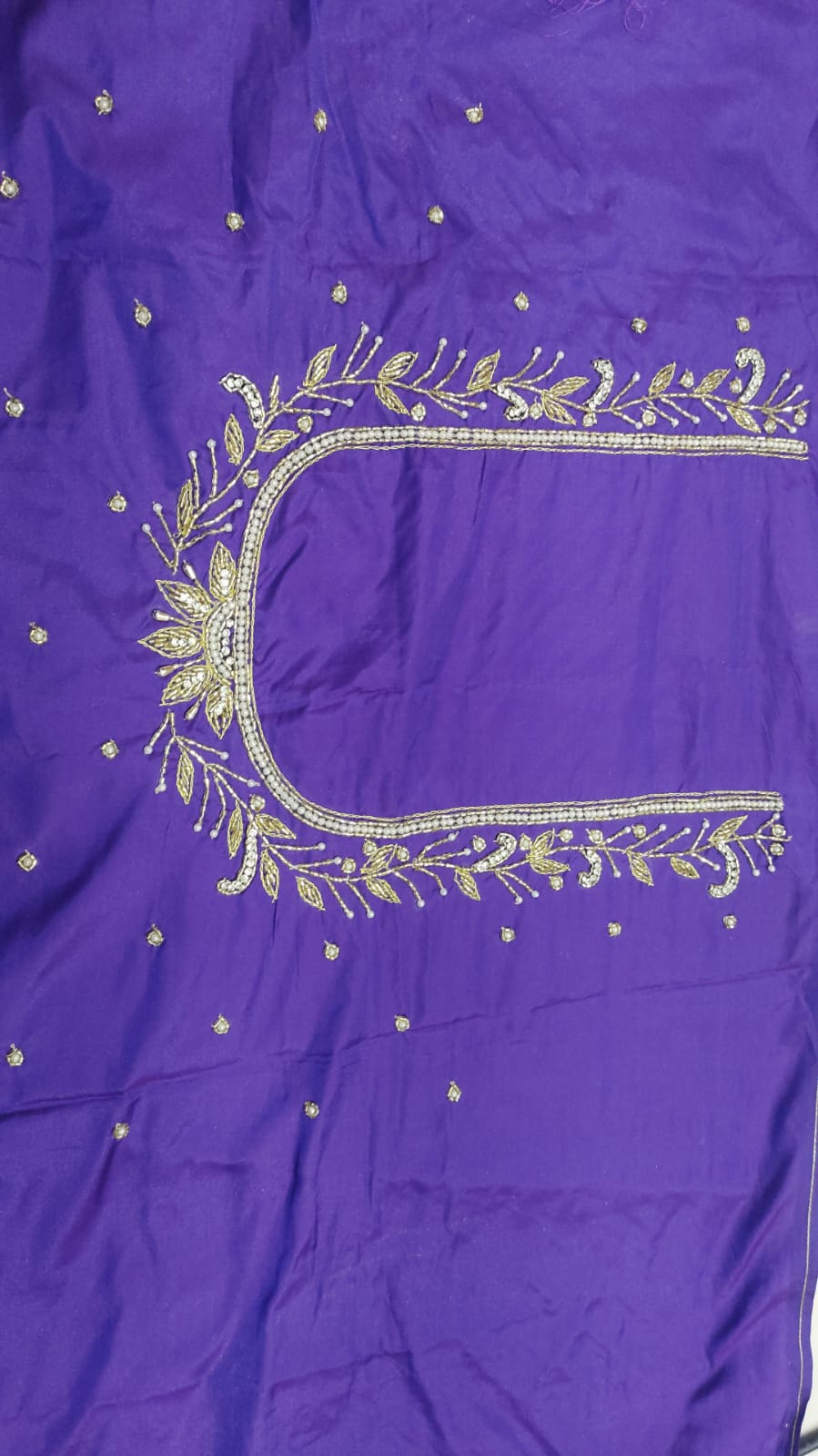 Elegant  Maggam Work Blouse Material with Handcrafted  Embroidery