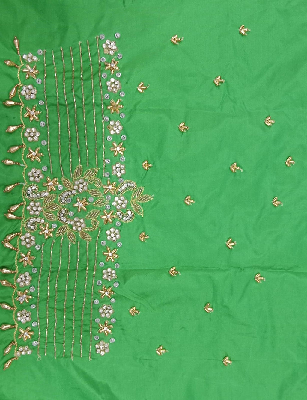 Elegant  Maggam Work Blouse Material with Handcrafted  Embroidery