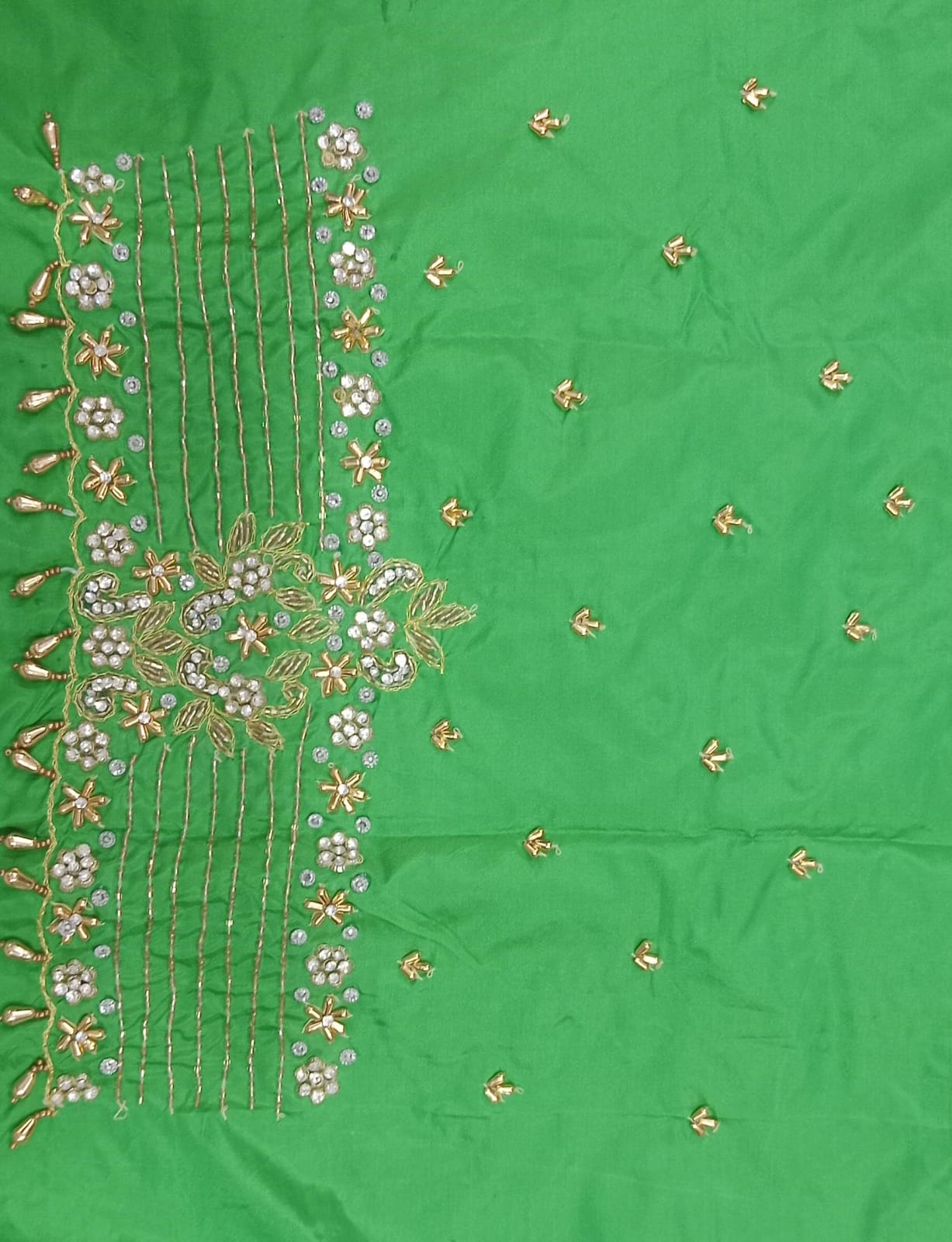 Elegant  Maggam Work Blouse Material with Handcrafted  Embroidery