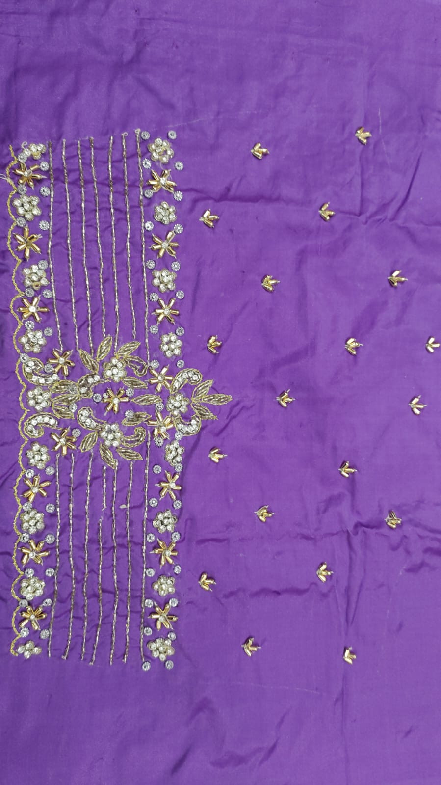 Elegant  Maggam Work Blouse Material with Handcrafted  Embroidery