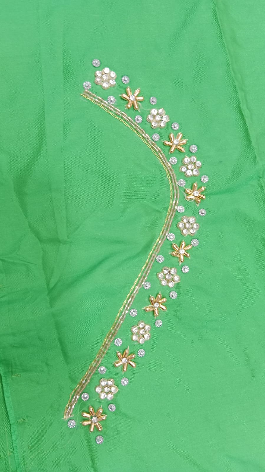 Elegant  Maggam Work Blouse Material with Handcrafted  Embroidery