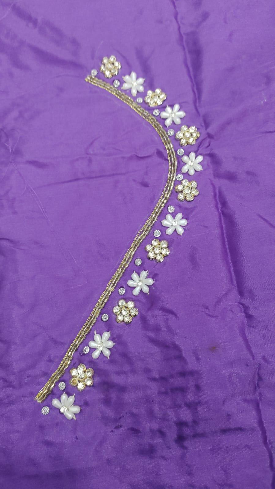 Elegant  Maggam Work Blouse Material with Handcrafted  Embroidery