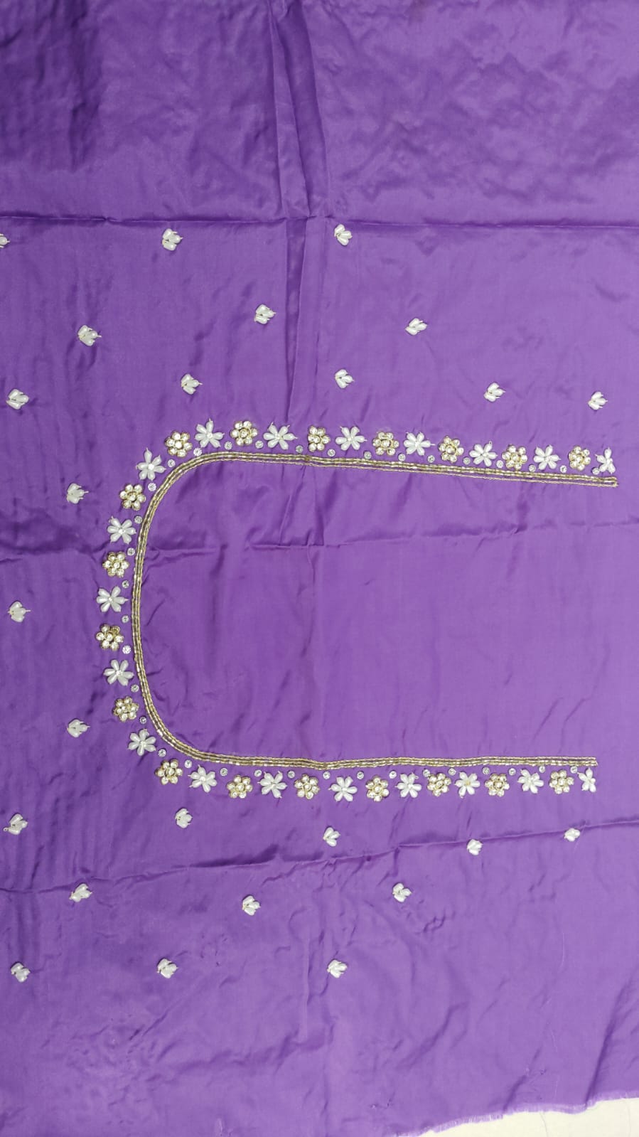Elegant  Maggam Work Blouse Material with Handcrafted  Embroidery