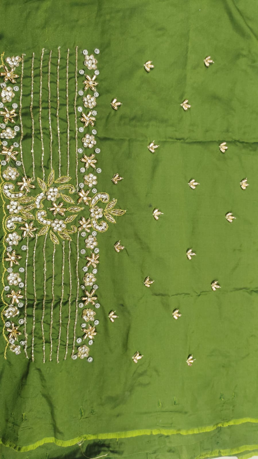 Elegant  Maggam Work Blouse Material with Handcrafted  Embroidery