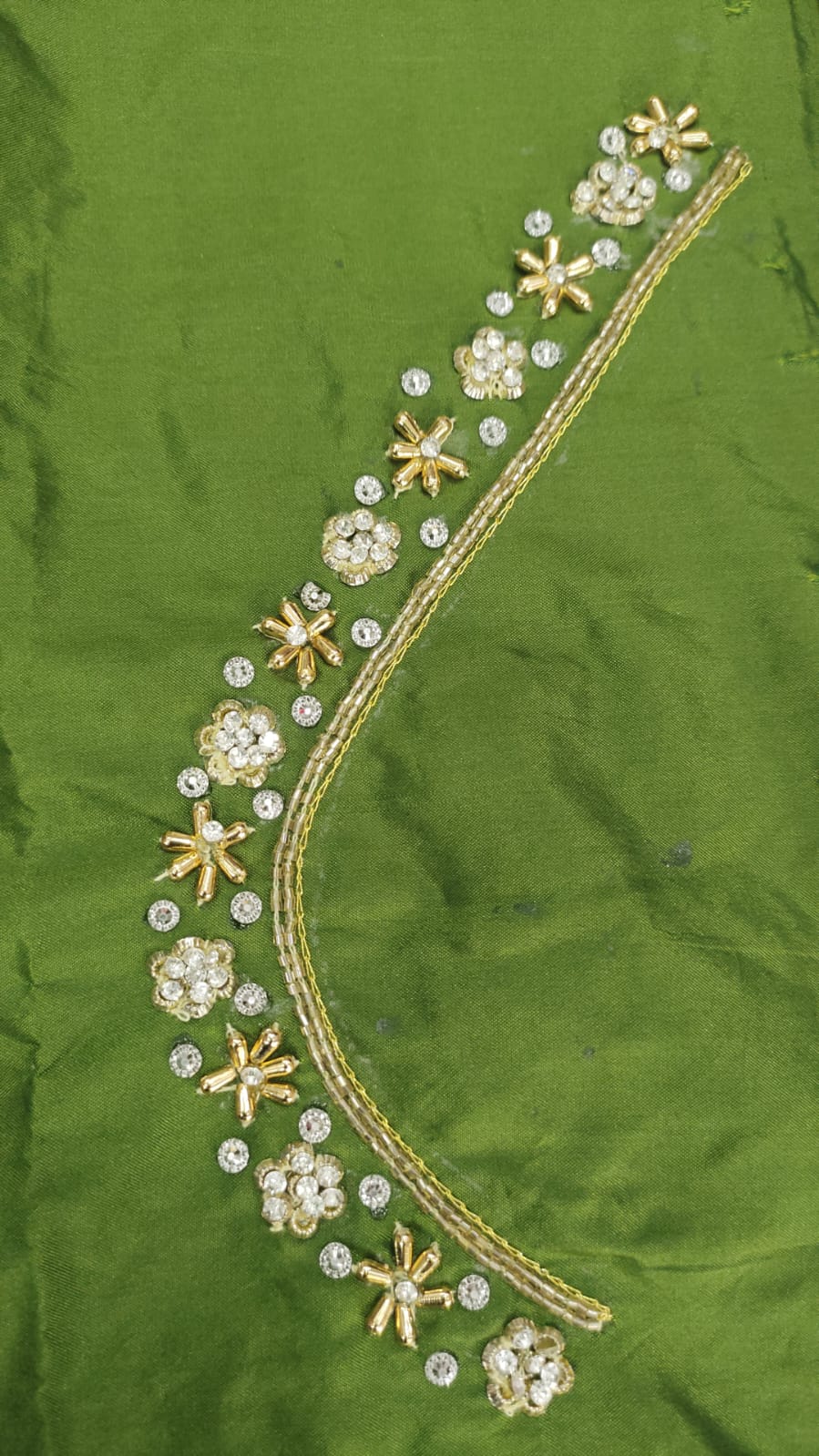 Elegant  Maggam Work Blouse Material with Handcrafted  Embroidery