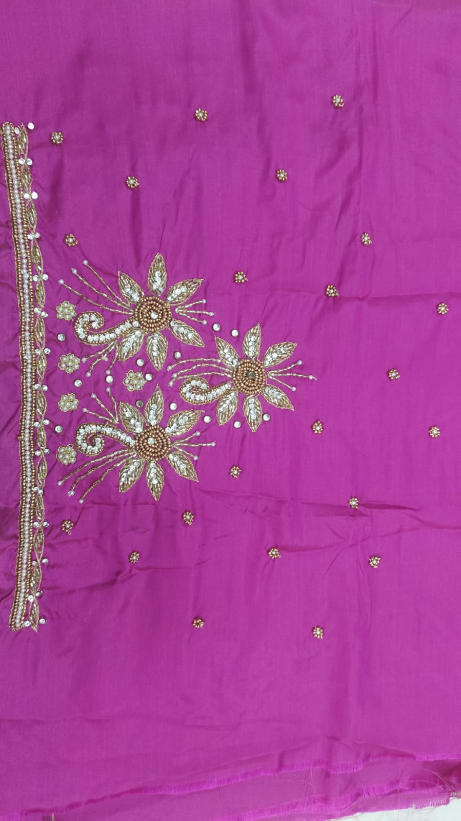 Elegant  Maggam Work Blouse Material with Handcrafted  Embroidery