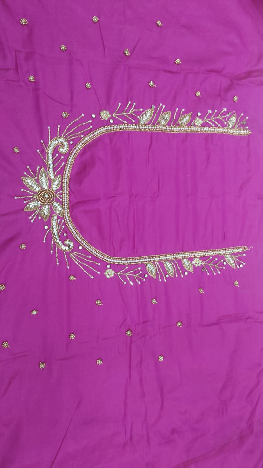 Elegant  Maggam Work Blouse Material with Handcrafted  Embroidery