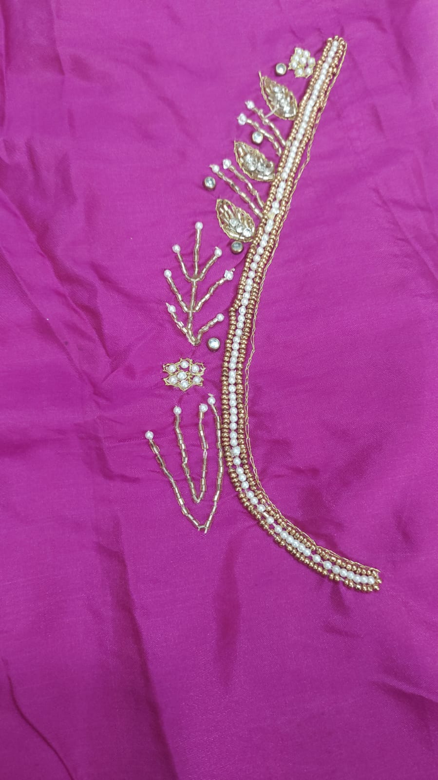 Elegant  Maggam Work Blouse Material with Handcrafted  Embroidery