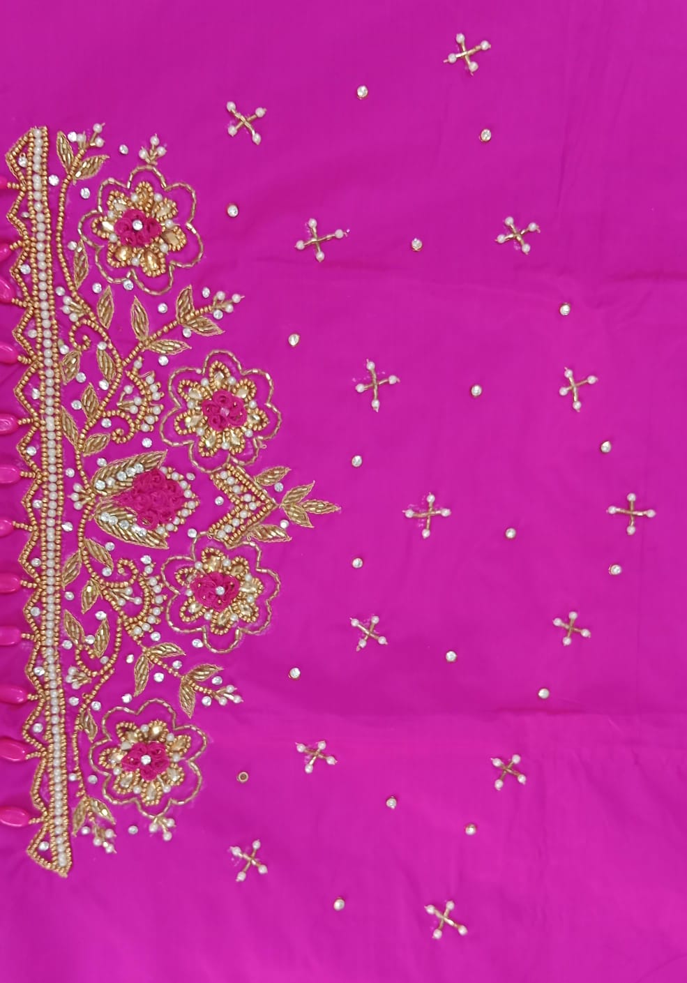 Elegant  Maggam Work Blouse Material with Handcrafted  Embroidery