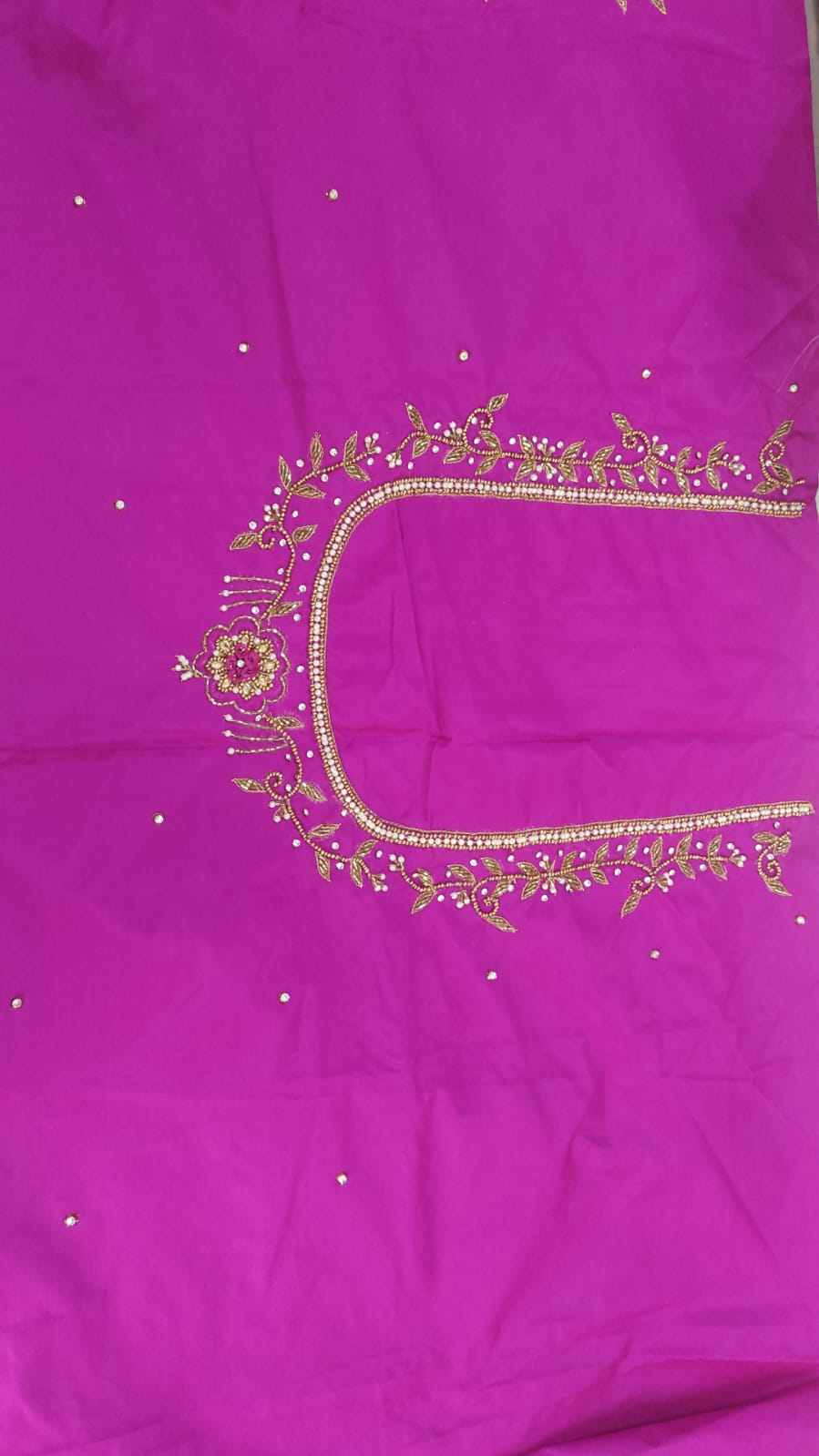Elegant  Maggam Work Blouse Material with Handcrafted  Embroidery