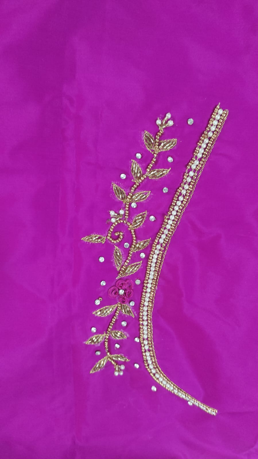 Elegant  Maggam Work Blouse Material with Handcrafted  Embroidery