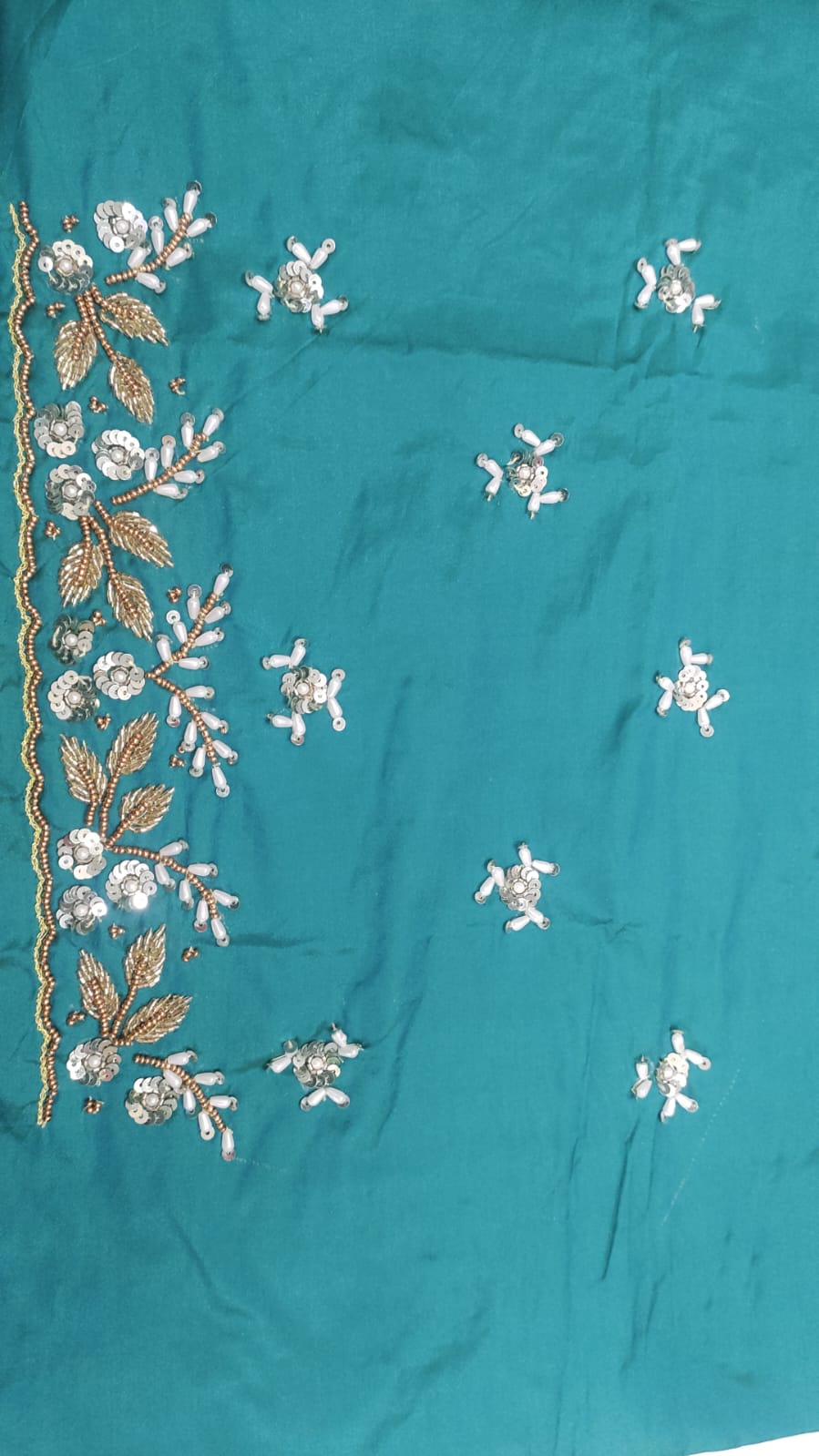 Elegant  Maggam Work Blouse Material with Handcrafted  Embroidery