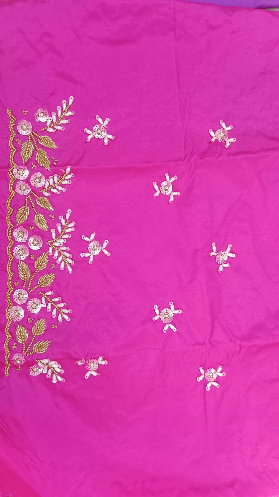 Elegant  Maggam Work Blouse Material with Handcrafted  Embroidery