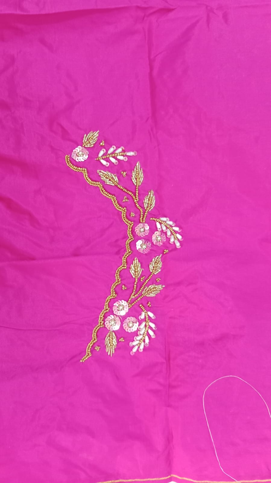 Elegant  Maggam Work Blouse Material with Handcrafted  Embroidery