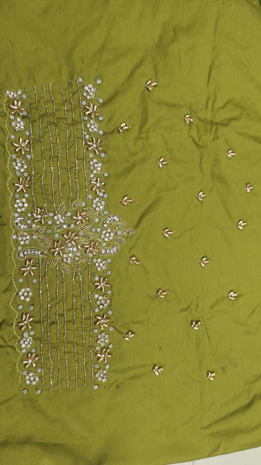 Elegant  Maggam Work Blouse Material with Handcrafted  Embroidery