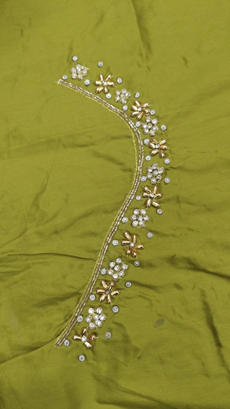Elegant  Maggam Work Blouse Material with Handcrafted  Embroidery