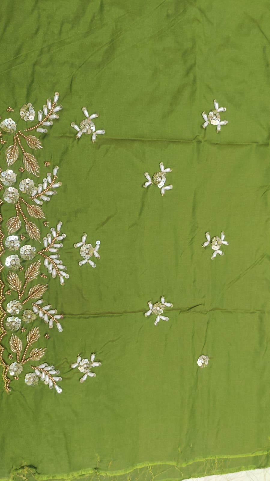 Elegant  Maggam Work Blouse Material with Handcrafted  Embroidery