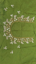 Elegant  Maggam Work Blouse Material with Handcrafted  Embroidery