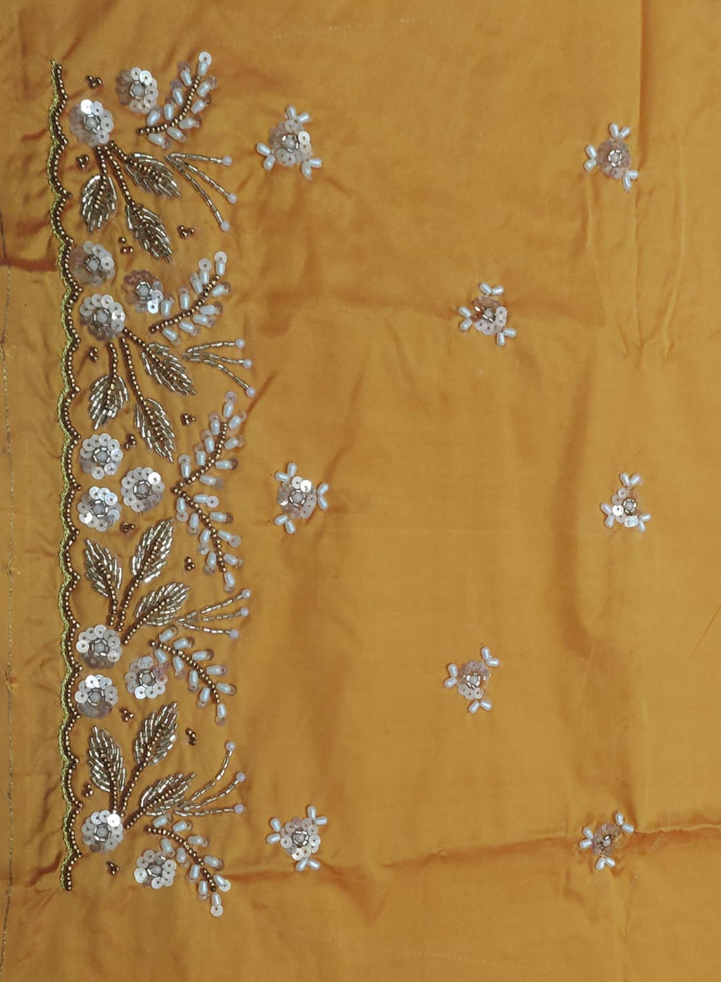 Elegant  Maggam Work Blouse Material with Handcrafted  Embroidery