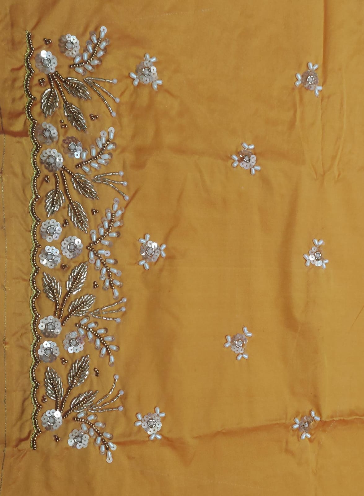 Elegant  Maggam Work Blouse Material with Handcrafted  Embroidery